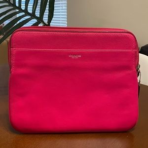 Coach Leather Zip Top iPad Case Folio in Pink